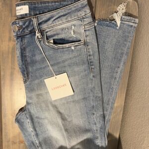 Lovervet by Vervet High Rise Kick Flare Distressed Denim Jeans 14W Women's